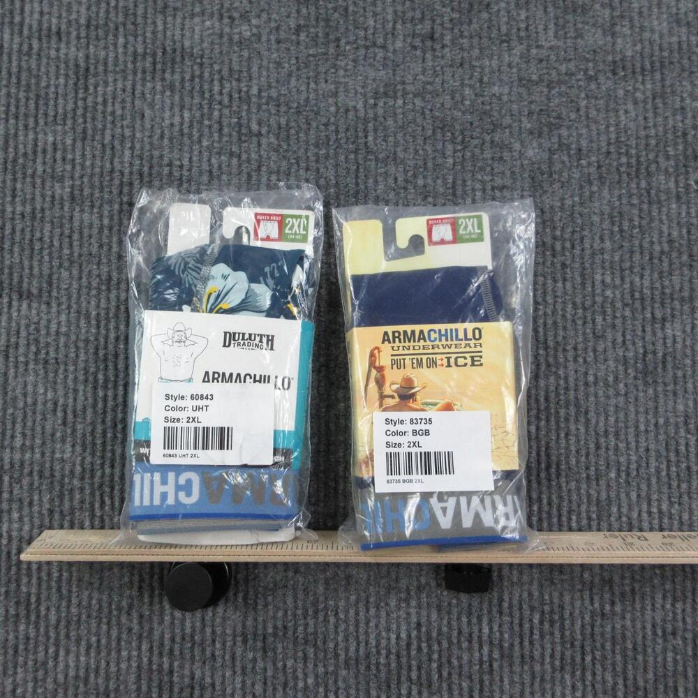Duluth Trading Boxer Briefs Mens 2XL Blue Multicolor Armachillo Cooling 2 Pk NWT